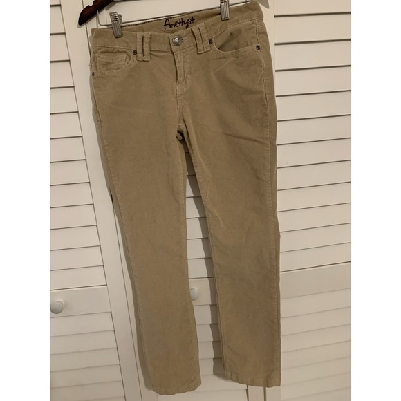 Amethyst Skinny Corduroy Pants‎ Womens 9 Brown Low Rise 5 Pockets Zip Fly Casual - Picture 1 of 4